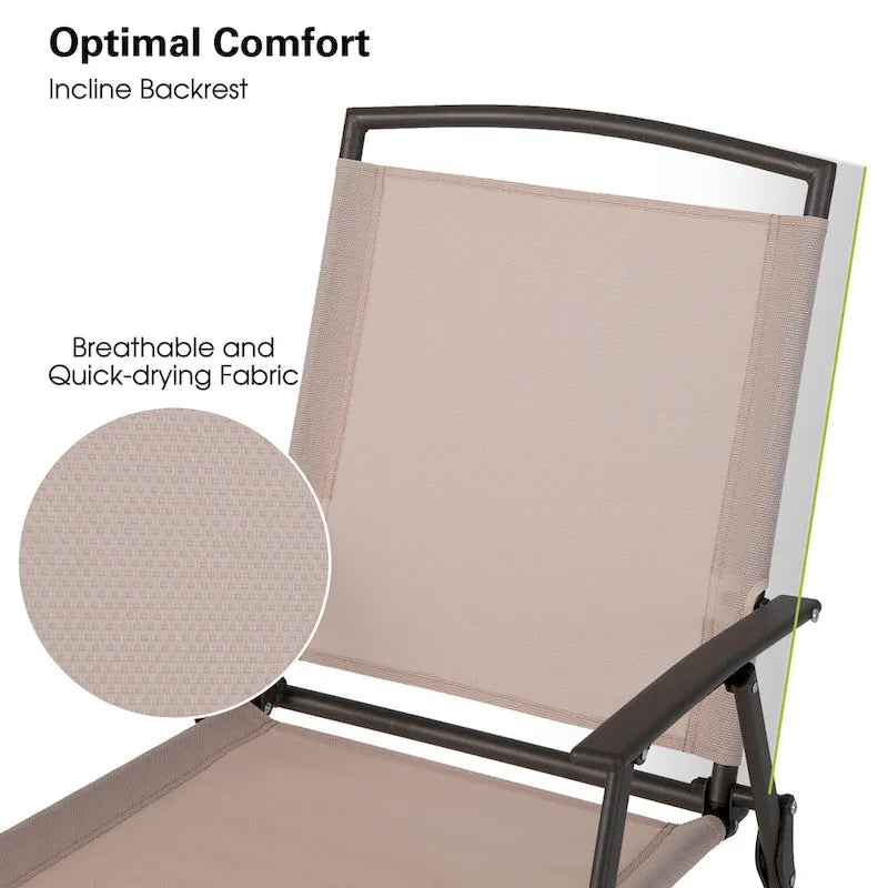2 chaises de salle à manger pliantes de patio en textilène avec accoudoirs et cadre en acier - Voir détails