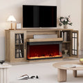 Meuble TV cheminée de 70 po avec vitre à 3 côtés, certifié ETL, 12 couleurs de flamme, lit de braises réaliste, pour téléviseurs jusqu'à 80 po