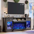Meuble TV de ferme avec foyer 3 faces, meuble de divertissement