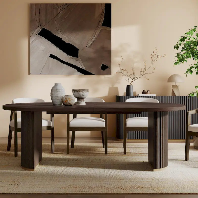 Table à manger ovale en bois de style moderne