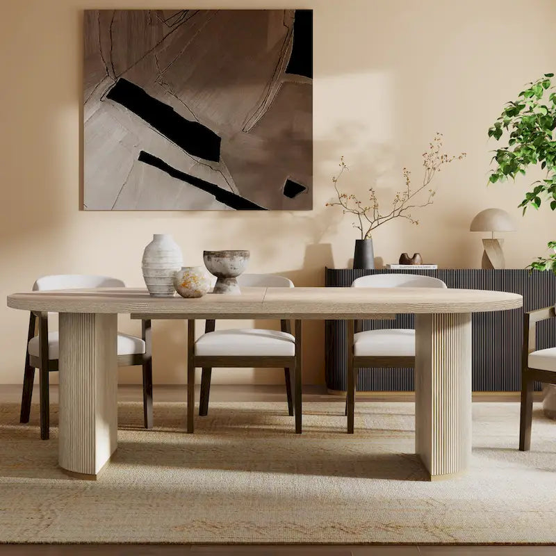 Table à manger ovale en bois de style moderne