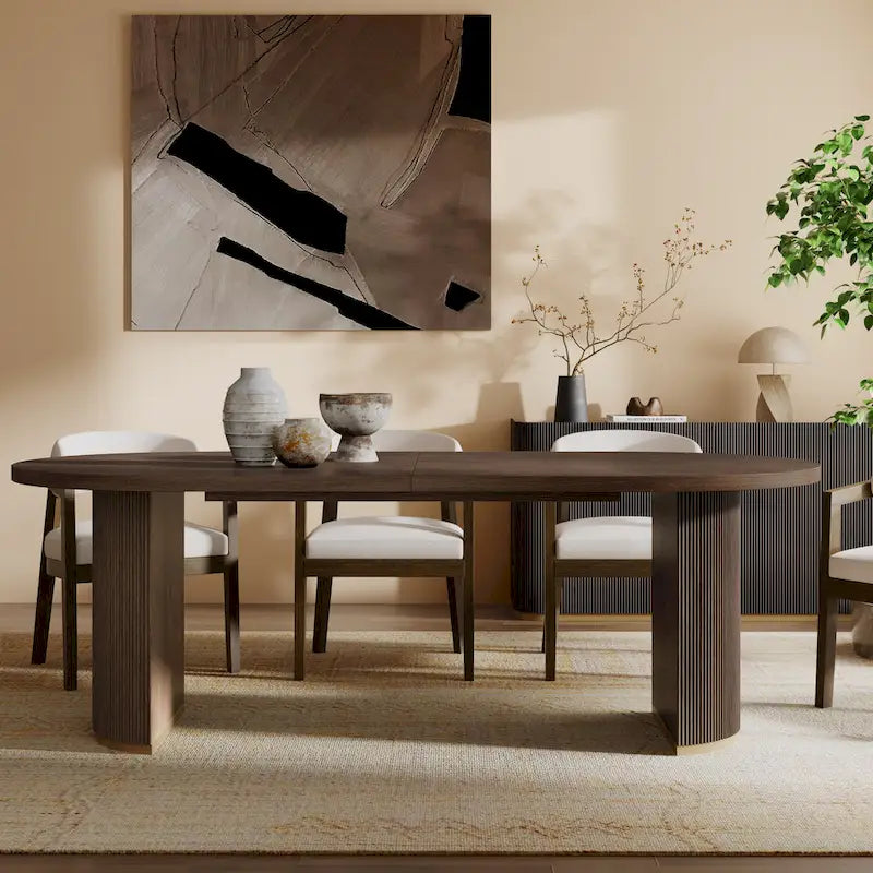Table à manger ovale en bois de style moderne