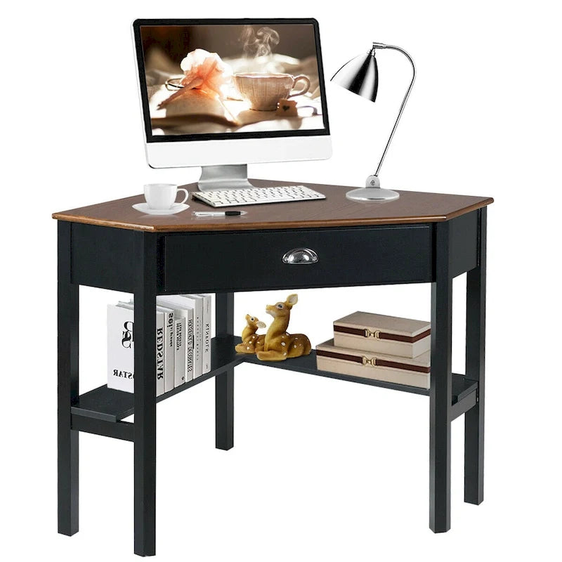 Bureau d'angle informatique Table d'écriture pour ordinateur portable avec tiroir