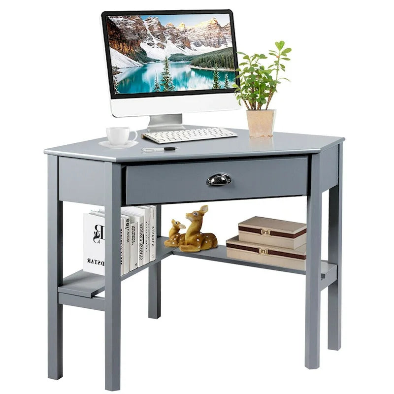 Bureau d'angle informatique Table d'écriture pour ordinateur portable avec tiroir