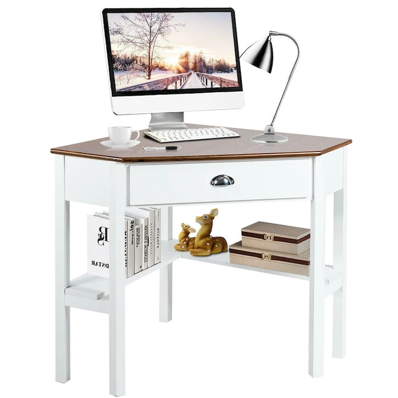 Bureau d'angle informatique Table d'écriture pour ordinateur portable avec tiroir
