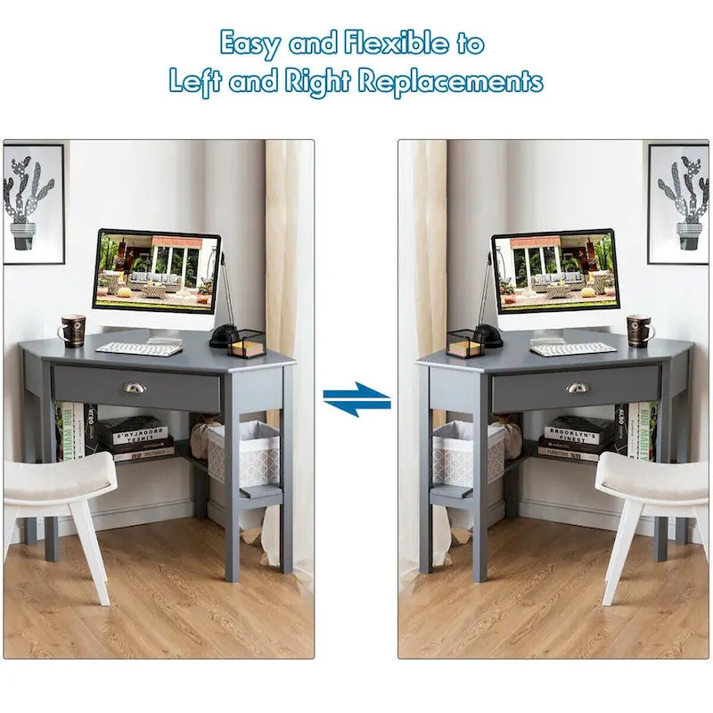 Bureau d'angle informatique Table d'écriture pour ordinateur portable avec tiroir