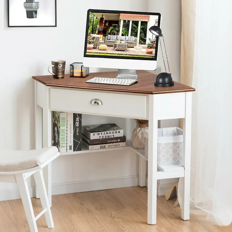 Bureau d'angle informatique Table d'écriture pour ordinateur portable avec tiroir