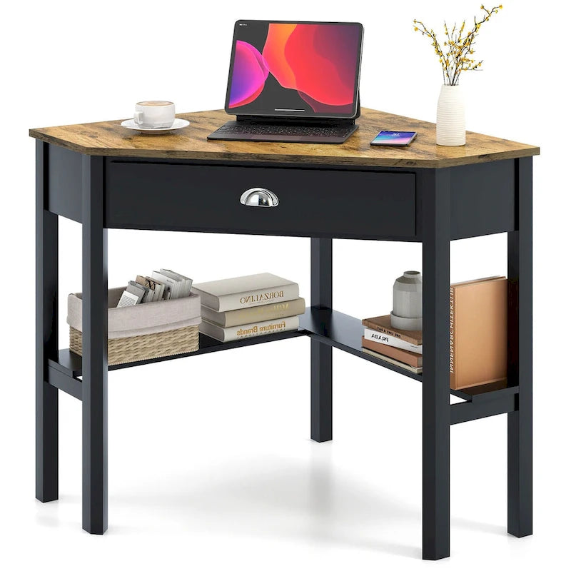 Bureau d'angle informatique Table d'écriture pour ordinateur portable avec tiroir