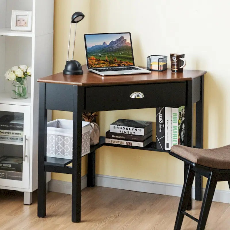 Bureau d'angle informatique Table d'écriture pour ordinateur portable avec tiroir