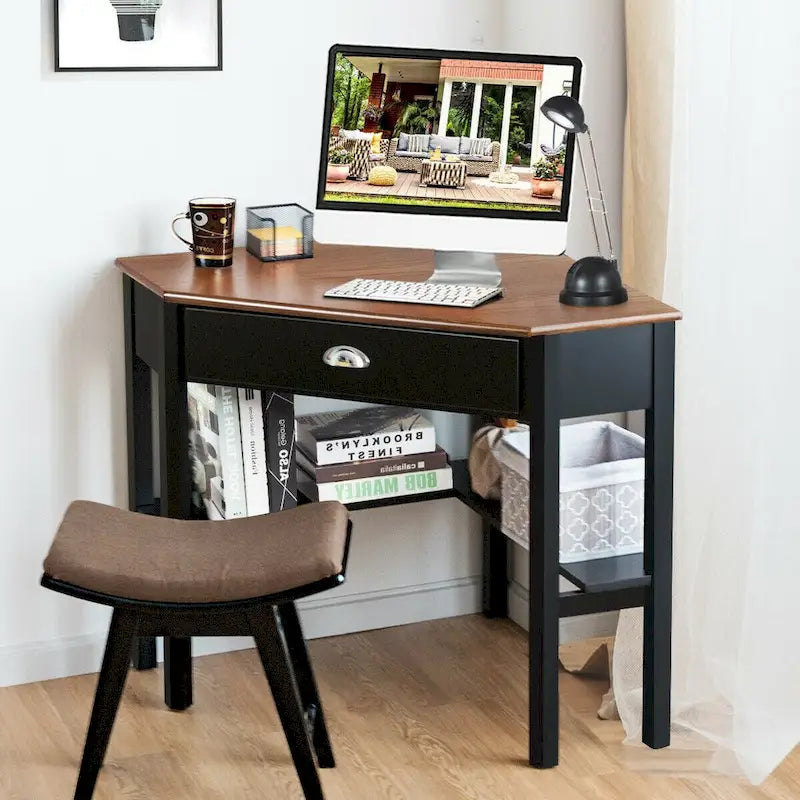 Bureau d'angle informatique Table d'écriture pour ordinateur portable avec tiroir