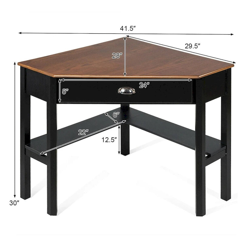 Bureau d'angle informatique Table d'écriture pour ordinateur portable avec tiroir
