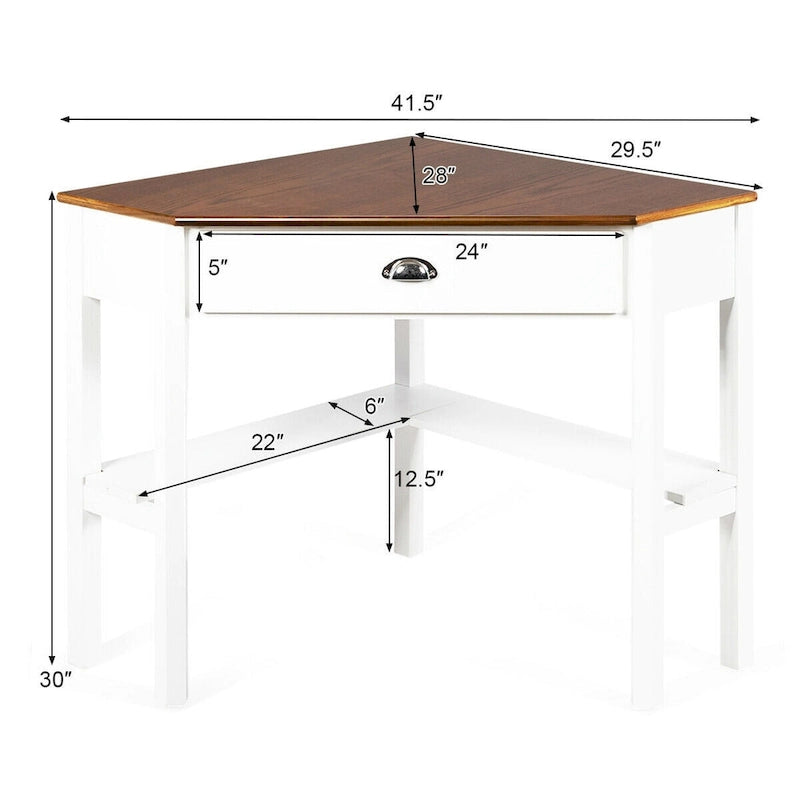 Bureau d'angle informatique Table d'écriture pour ordinateur portable avec tiroir