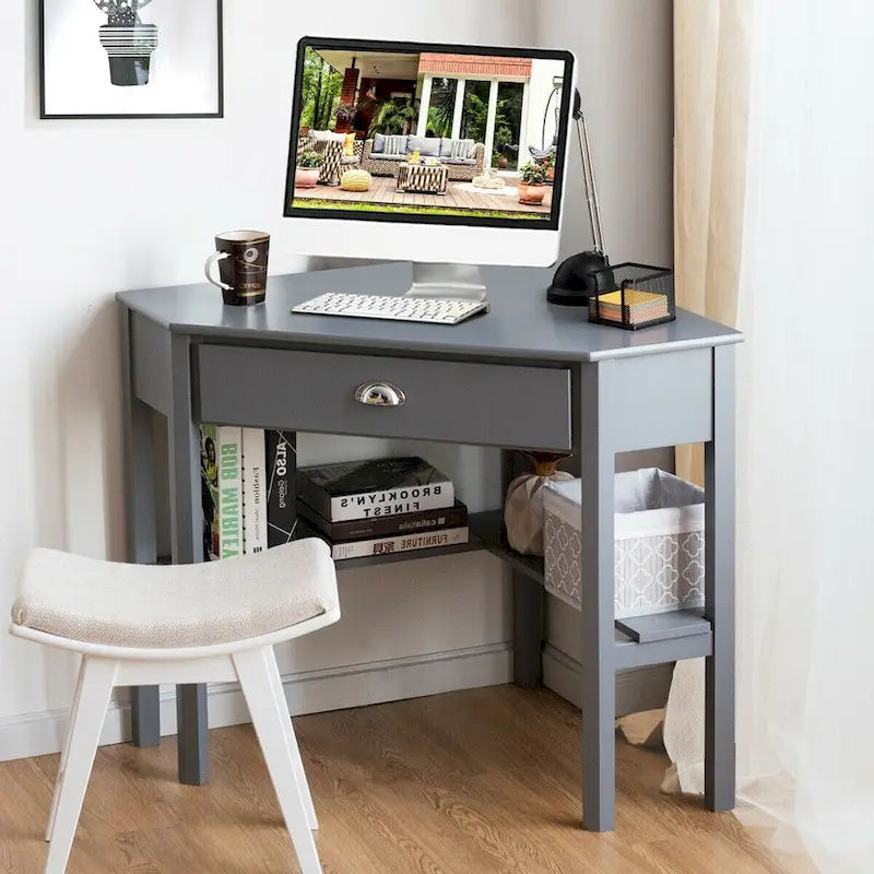 Bureau d'angle informatique Table d'écriture pour ordinateur portable avec tiroir