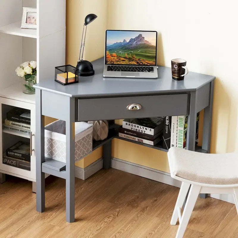 Bureau d'angle informatique Table d'écriture pour ordinateur portable avec tiroir