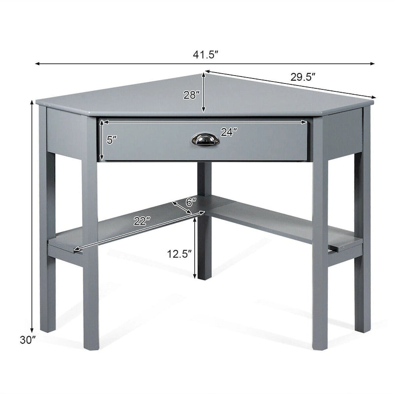 Bureau d'angle informatique Table d'écriture pour ordinateur portable avec tiroir