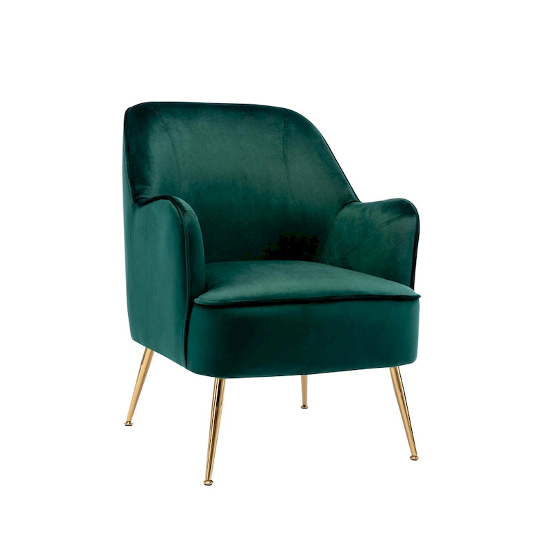 Fauteuil d'appoint en velours avec pieds chromés dorés