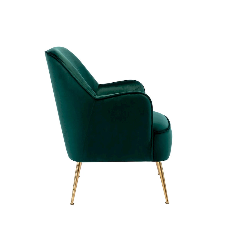 Fauteuil d'appoint en velours avec pieds chromés dorés