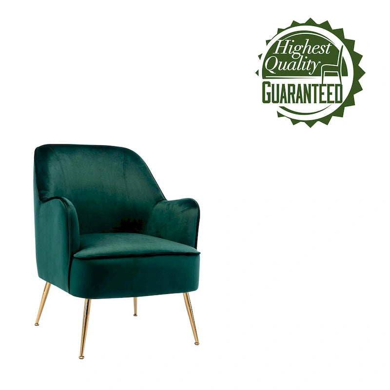 Fauteuil d'appoint en velours avec pieds chromés dorés