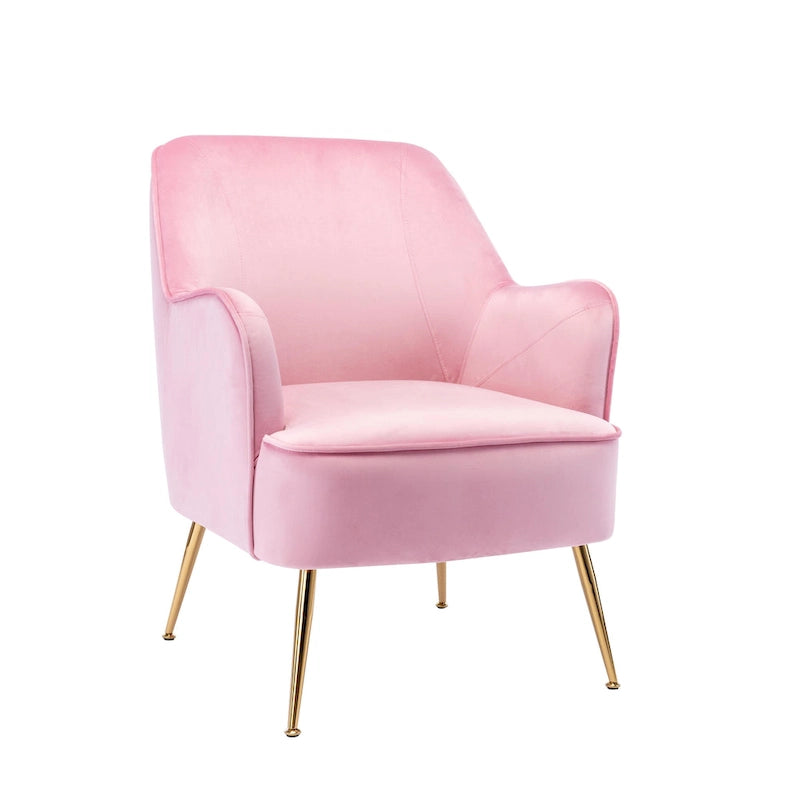 Fauteuil d'appoint en velours avec pieds chromés dorés