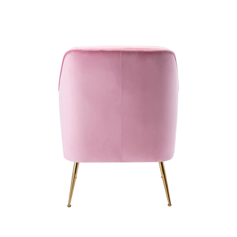 Fauteuil d'appoint en velours avec pieds chromés dorés