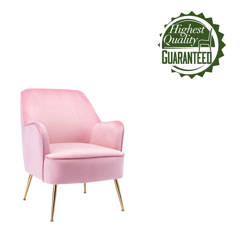 Fauteuil d'appoint en velours avec pieds chromés dorés