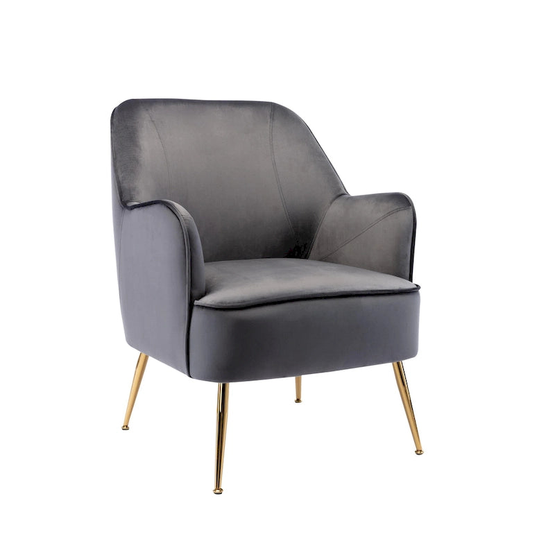 Fauteuil d'appoint en velours avec pieds chromés dorés