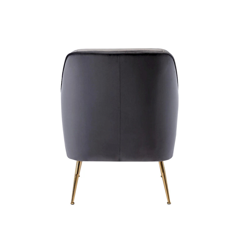 Fauteuil d'appoint en velours avec pieds chromés dorés