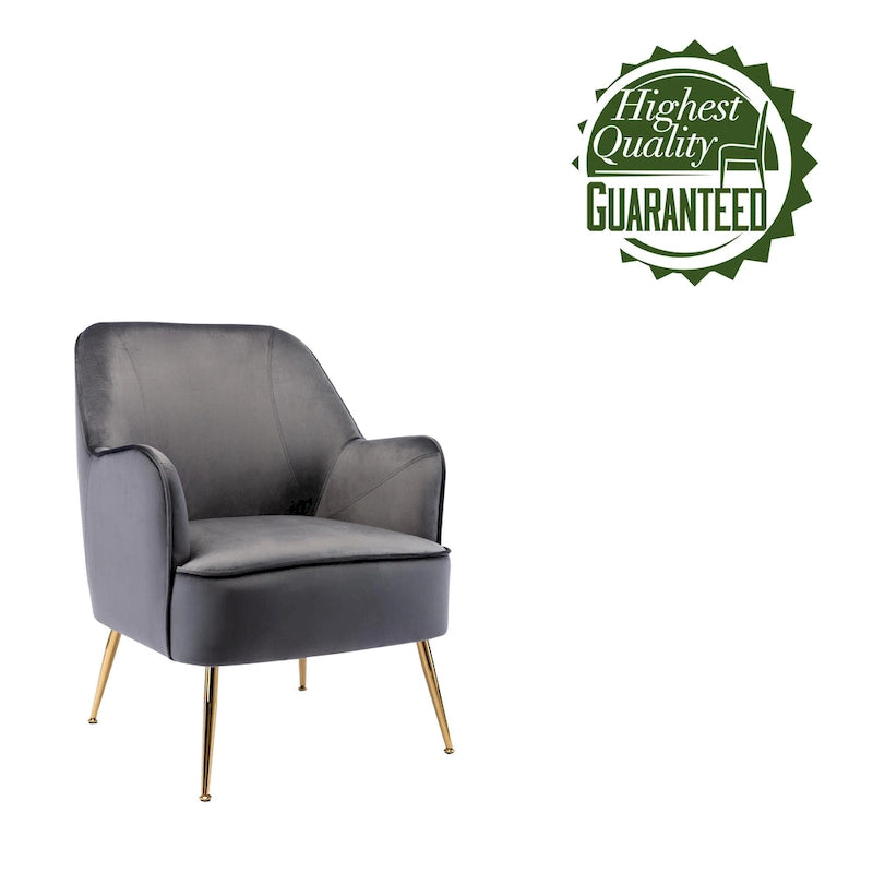 Fauteuil d'appoint en velours avec pieds chromés dorés