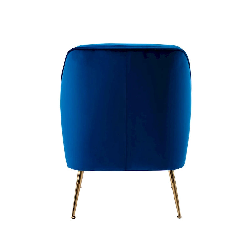 Fauteuil d'appoint en velours avec pieds chromés dorés