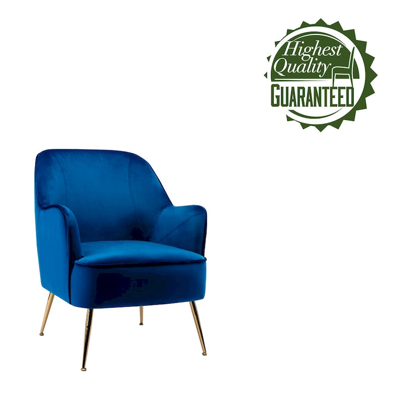 Fauteuil d'appoint en velours avec pieds chromés dorés