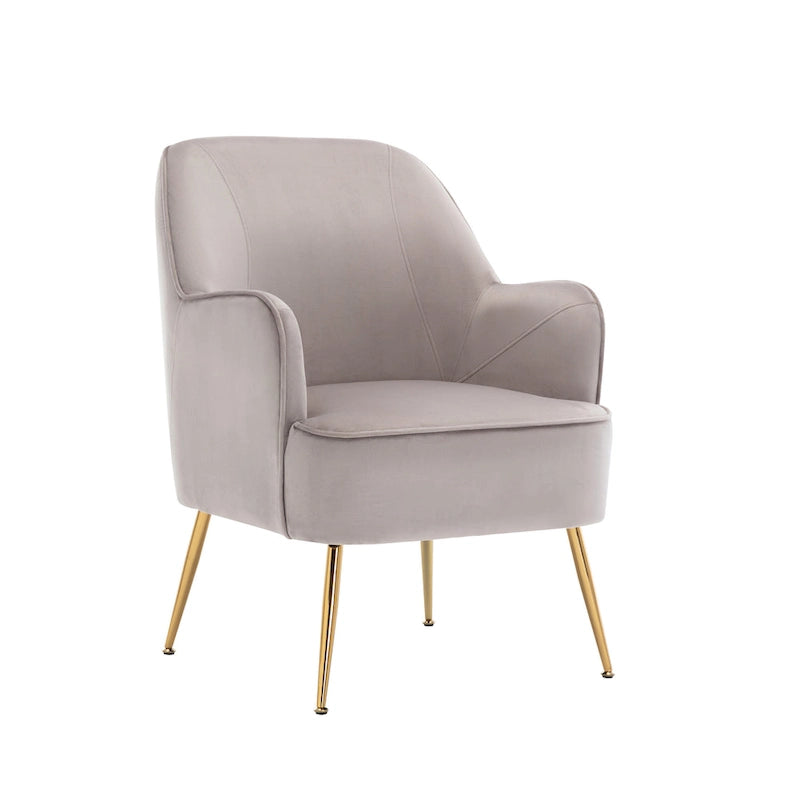 Fauteuil d'appoint en velours avec pieds chromés dorés