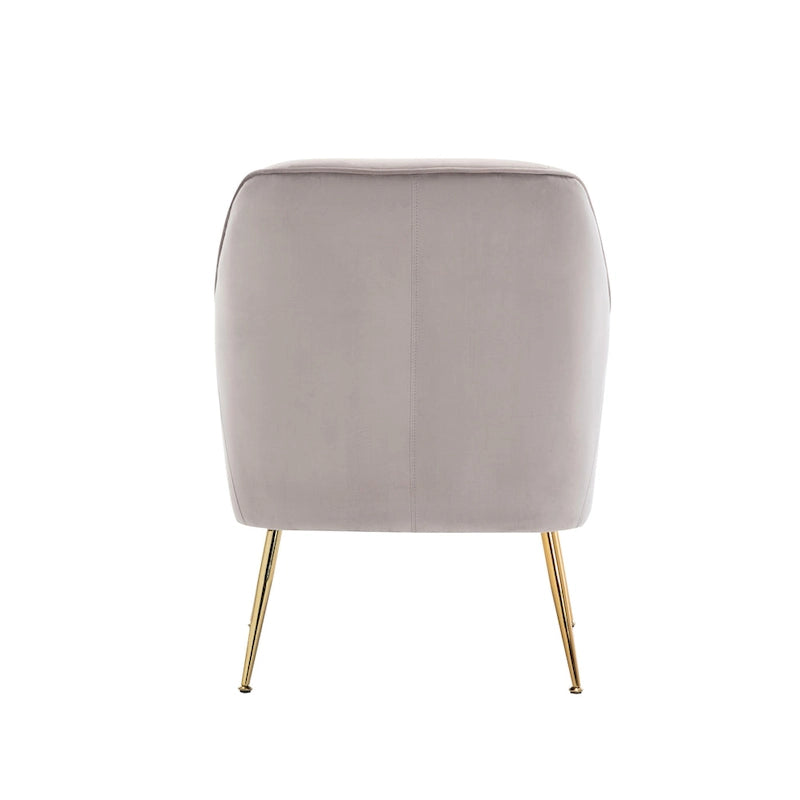Fauteuil d'appoint en velours avec pieds chromés dorés