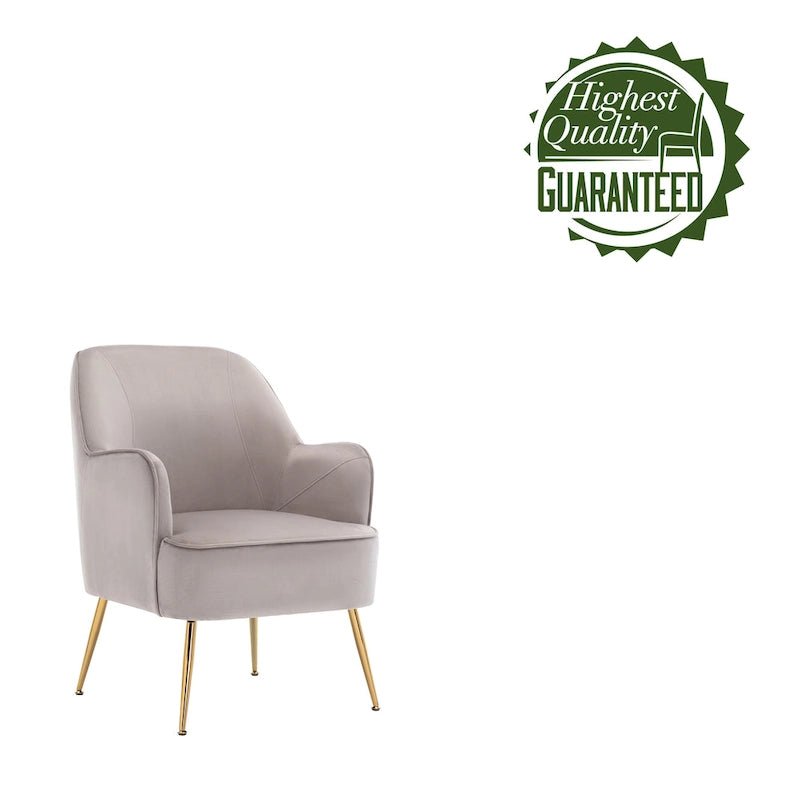Fauteuil d'appoint en velours avec pieds chromés dorés