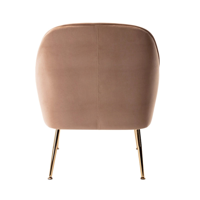 Fauteuil d'appoint en velours avec pieds chromés dorés