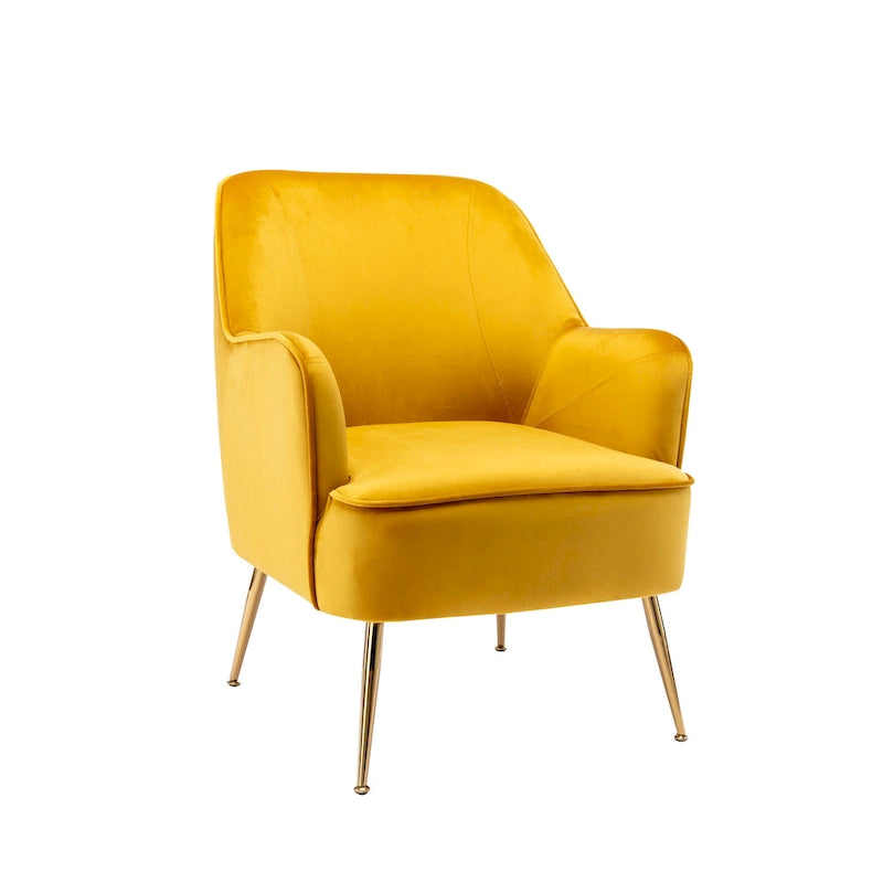 Fauteuil d'appoint en velours avec pieds chromés dorés