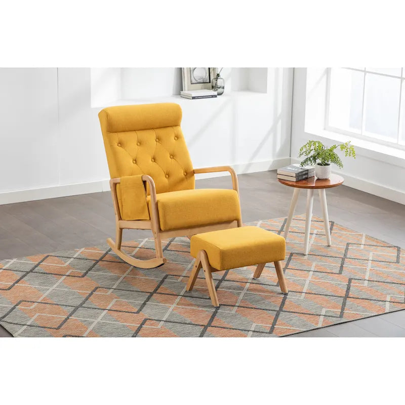 Fauteuil à bascule avec pouf pour salon