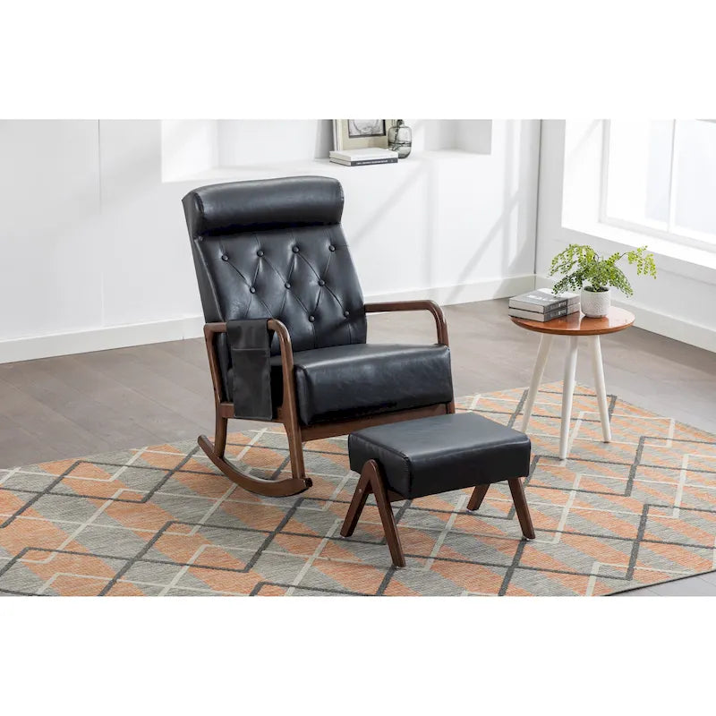 Fauteuil à bascule avec pouf pour salon