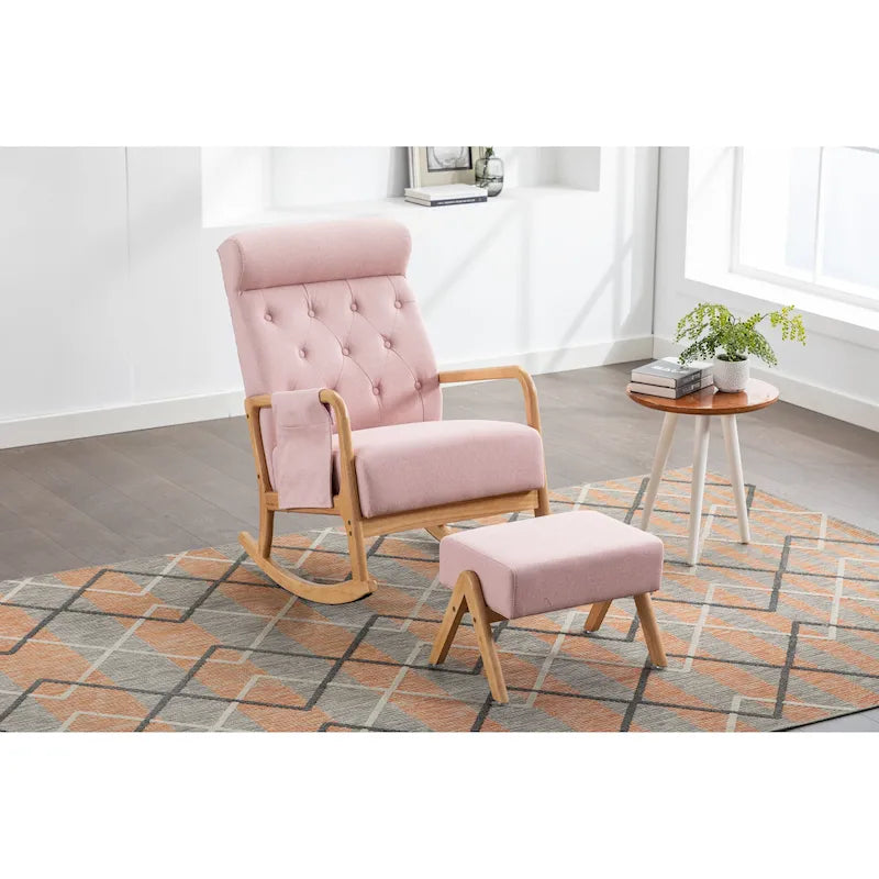 Fauteuil à bascule avec pouf pour salon