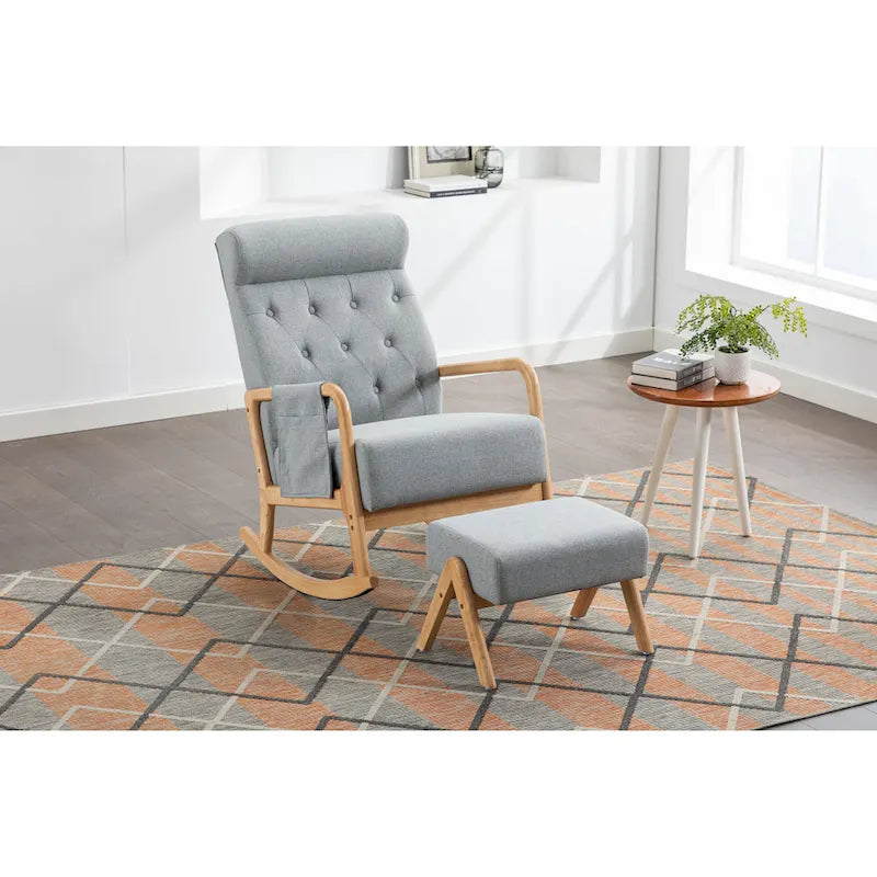 Fauteuil à bascule avec pouf pour salon