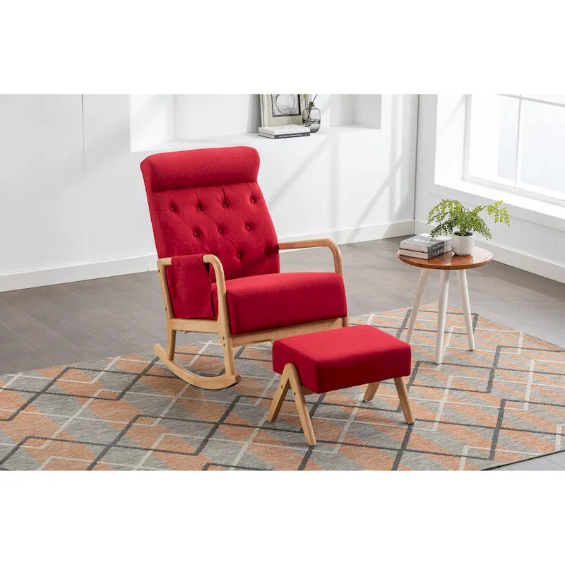 Fauteuil à bascule avec pouf pour salon