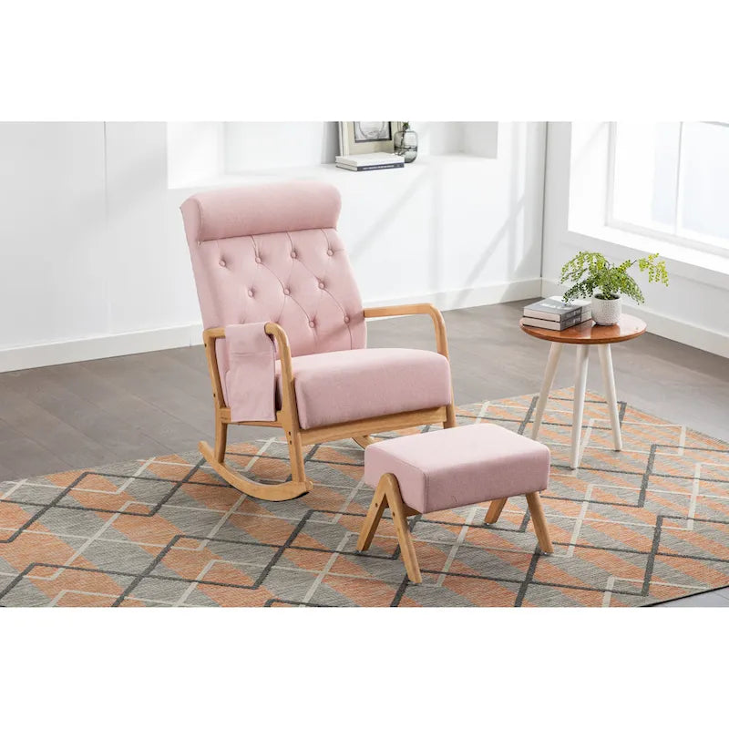 Fauteuil à bascule avec pouf pour salon