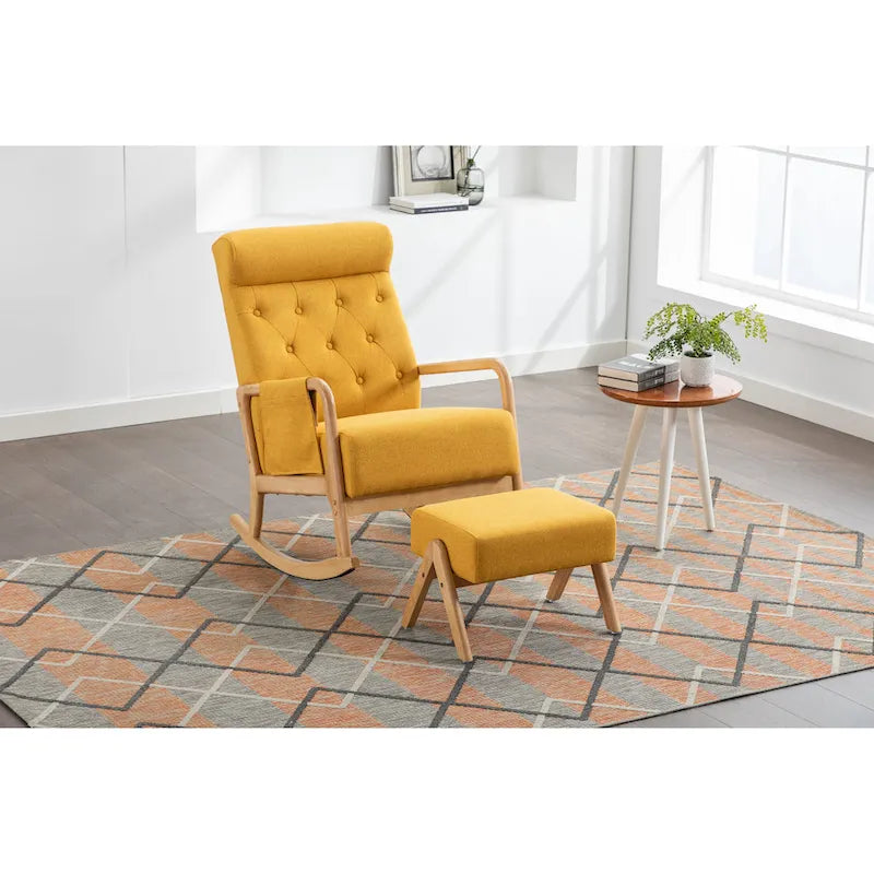 Fauteuil à bascule avec pouf pour salon