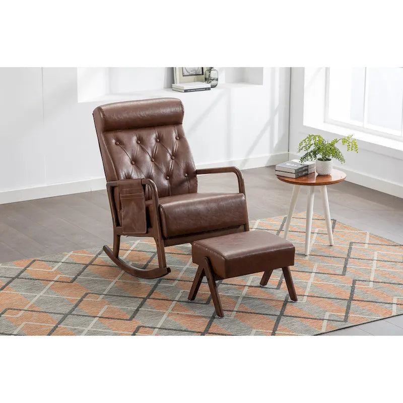 Fauteuil à bascule avec pouf pour salon