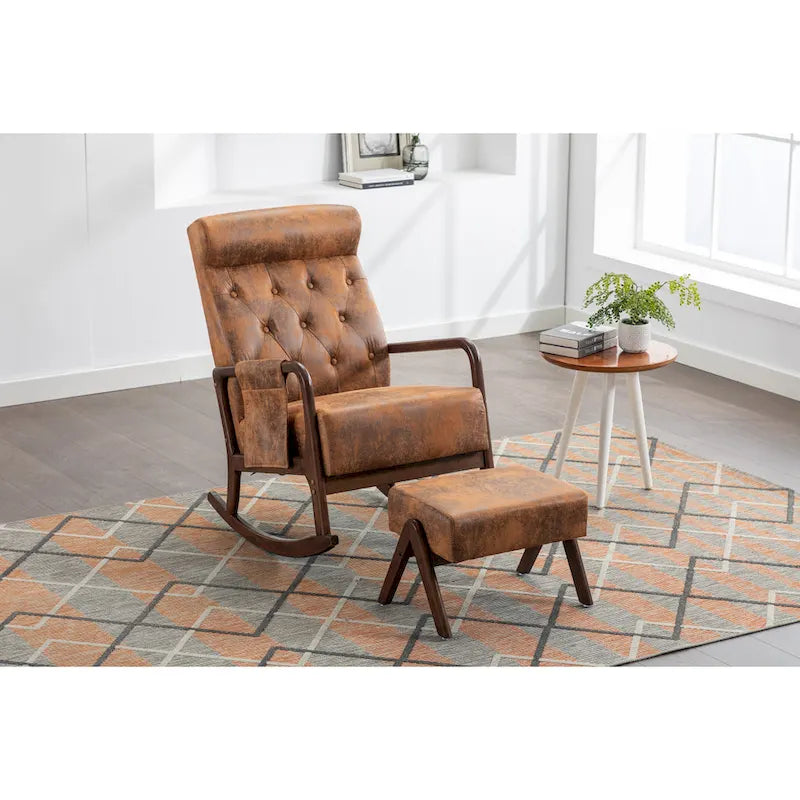 Fauteuil à bascule avec pouf pour salon