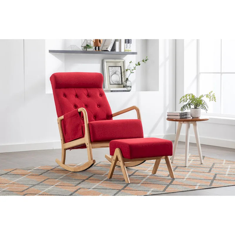Fauteuil à bascule avec pouf pour salon