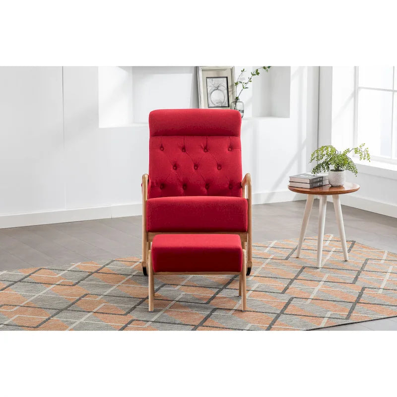 Fauteuil à bascule avec pouf pour salon