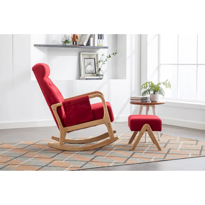 Fauteuil à bascule avec pouf pour salon