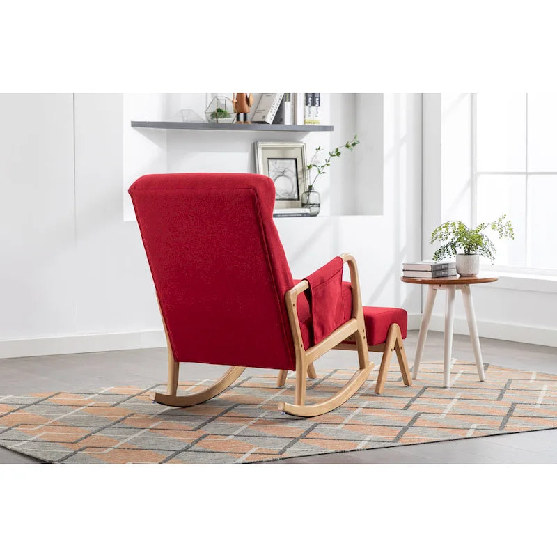 Fauteuil à bascule avec pouf pour salon