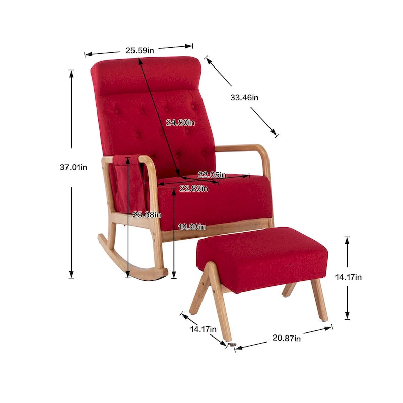 Fauteuil à bascule avec pouf pour salon