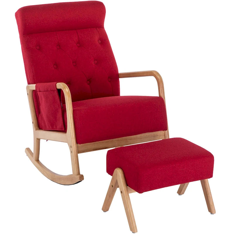 Fauteuil à bascule avec pouf pour salon